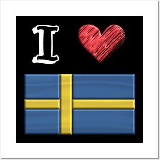 I love Flag from Schweden Posters and Art